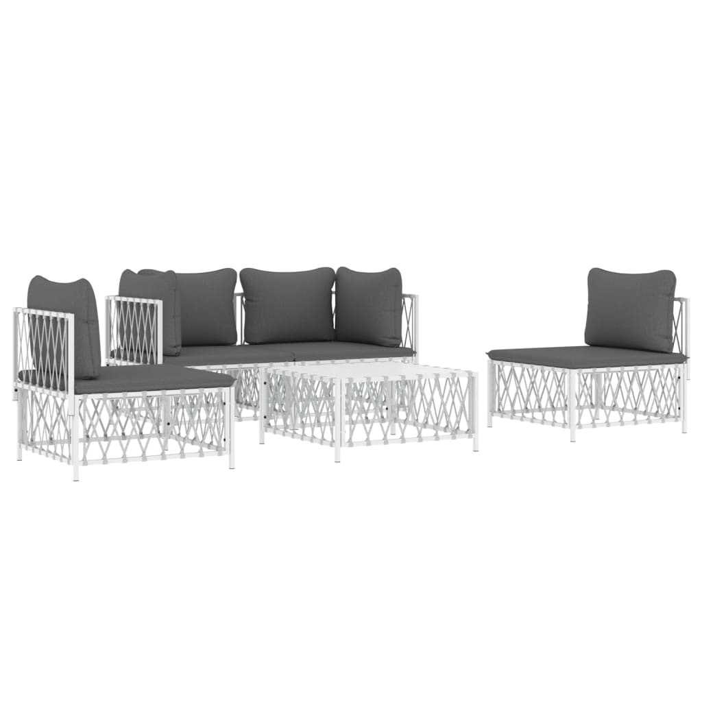 5-delige Loungeset met kussens staal wit is nu te koop bij PeponiXL, paradijselijk wonen!