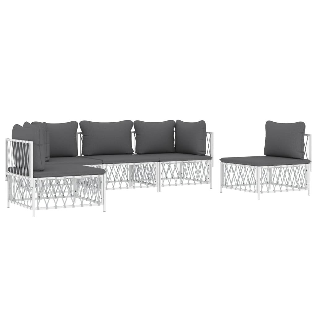 5-delige Loungeset met kussens staal wit is nu te koop bij PeponiXL, paradijselijk wonen!