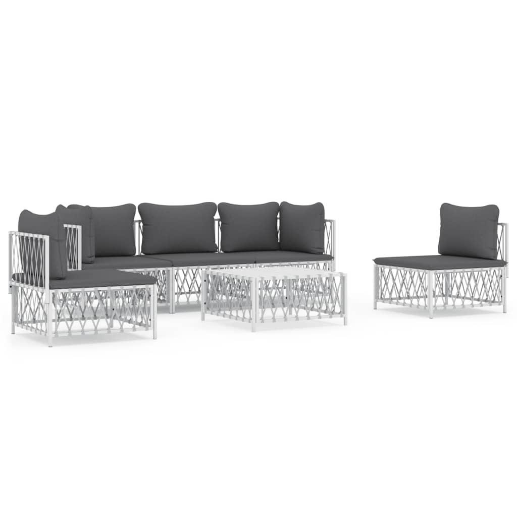 6-delige Loungeset met kussens staal wit is nu te koop bij PeponiXL, paradijselijk wonen!