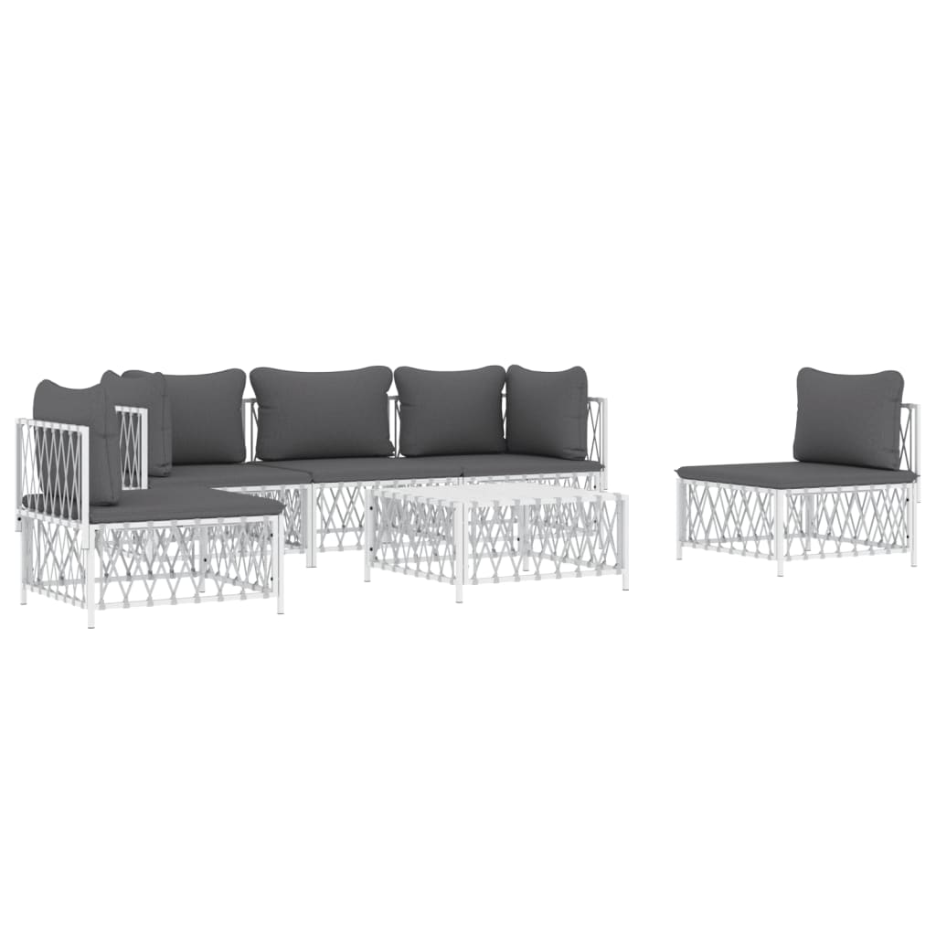 6-delige Loungeset met kussens staal wit is nu te koop bij PeponiXL, paradijselijk wonen!