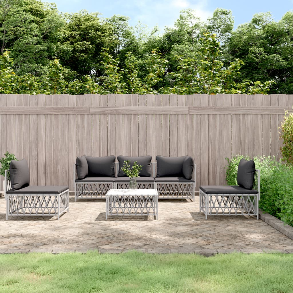 6-delige Loungeset met kussens staal wit is nu te koop bij PeponiXL, paradijselijk wonen!