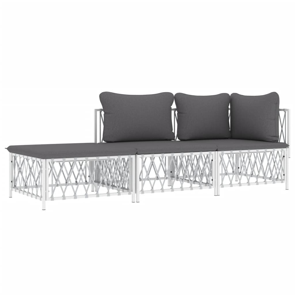 3-delige Loungeset met kussens staal wit is nu te koop bij PeponiXL, paradijselijk wonen!