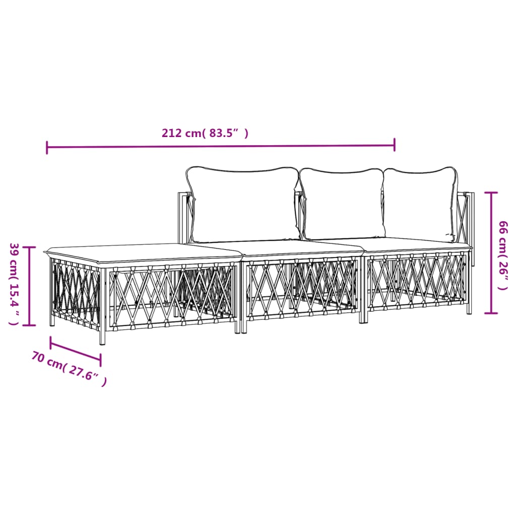 3-delige Loungeset met kussens staal antracietkleurig is nu te koop bij PeponiXL, paradijselijk wonen!