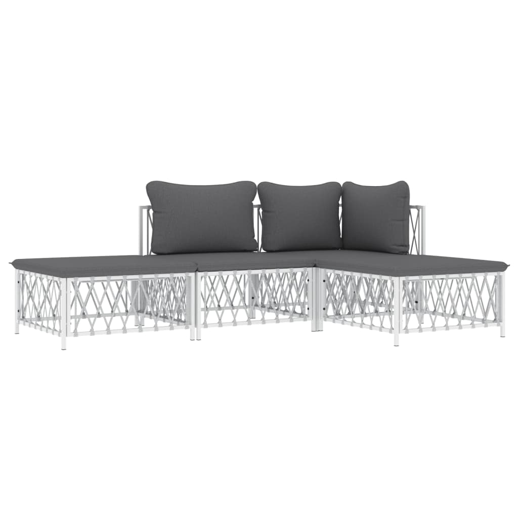 4-delige Loungeset met kussens staal wit is nu te koop bij PeponiXL, paradijselijk wonen!