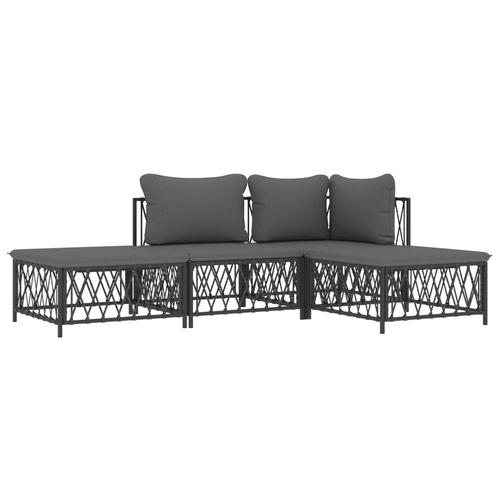 4-delige Loungeset met kussens staal antracietkleurig is nu te koop bij PeponiXL, paradijselijk wonen!