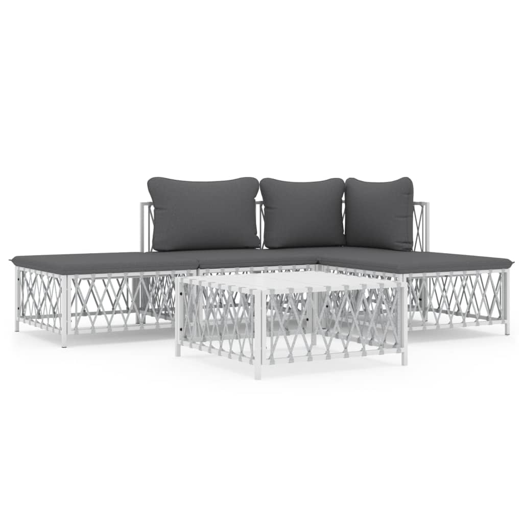 5-delige Loungeset met kussens staal wit is nu te koop bij PeponiXL, paradijselijk wonen!