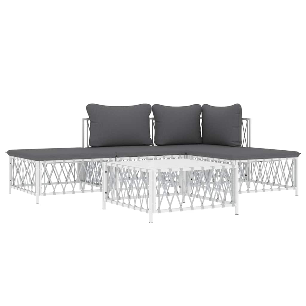 5-delige Loungeset met kussens staal wit is nu te koop bij PeponiXL, paradijselijk wonen!