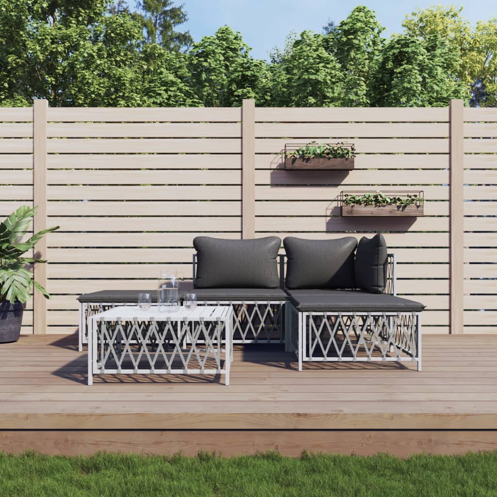 5-delige Loungeset met kussens staal wit is nu te koop bij PeponiXL, paradijselijk wonen!