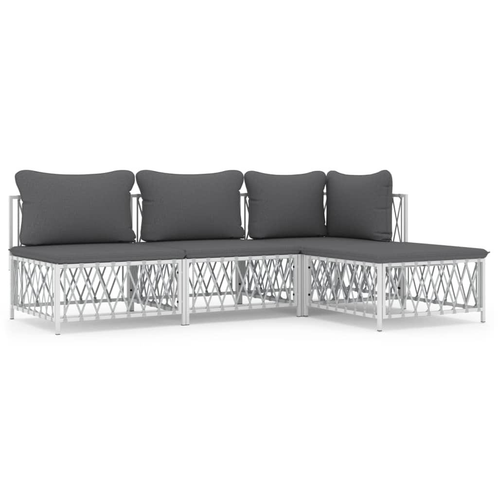 4-delige Loungeset met kussens staal wit is nu te koop bij PeponiXL, paradijselijk wonen!
