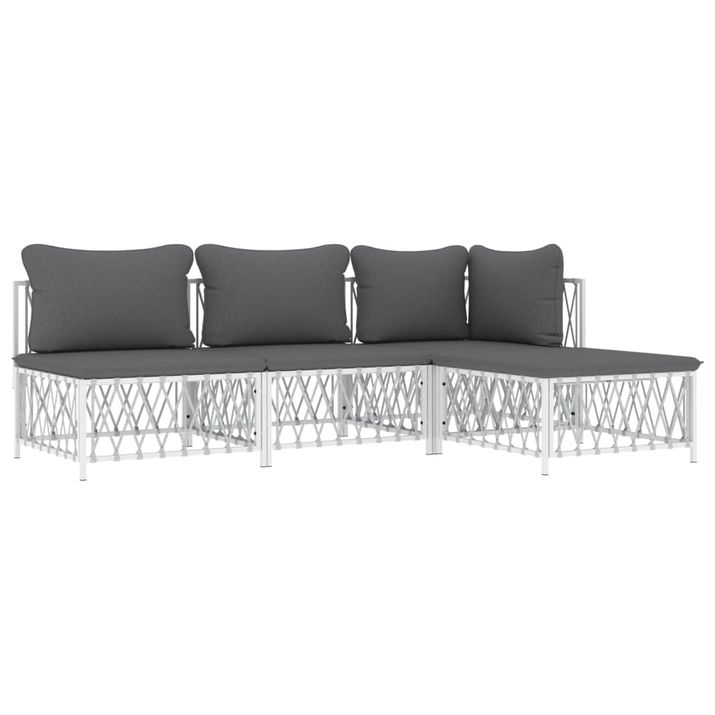 4-delige Loungeset met kussens staal wit is nu te koop bij PeponiXL, paradijselijk wonen!