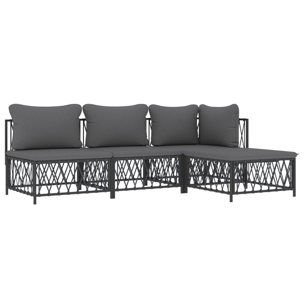 4-delige Loungeset met kussens staal antracietkleurig is nu te koop bij PeponiXL, paradijselijk wonen!