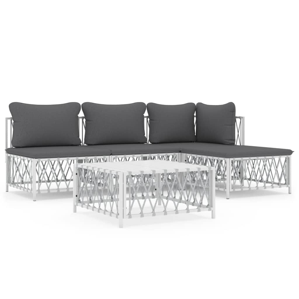 5-delige Loungeset met kussens staal wit is nu te koop bij PeponiXL, paradijselijk wonen!