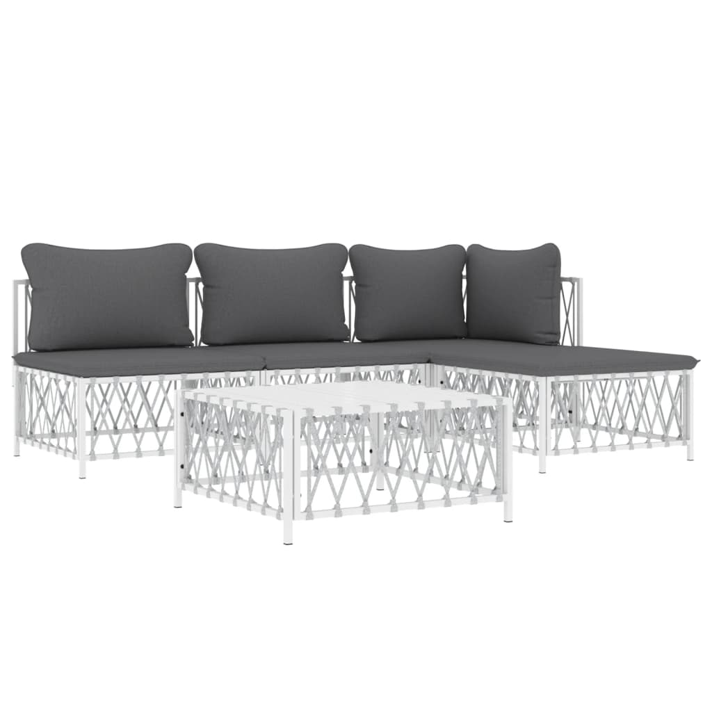5-delige Loungeset met kussens staal wit is nu te koop bij PeponiXL, paradijselijk wonen!