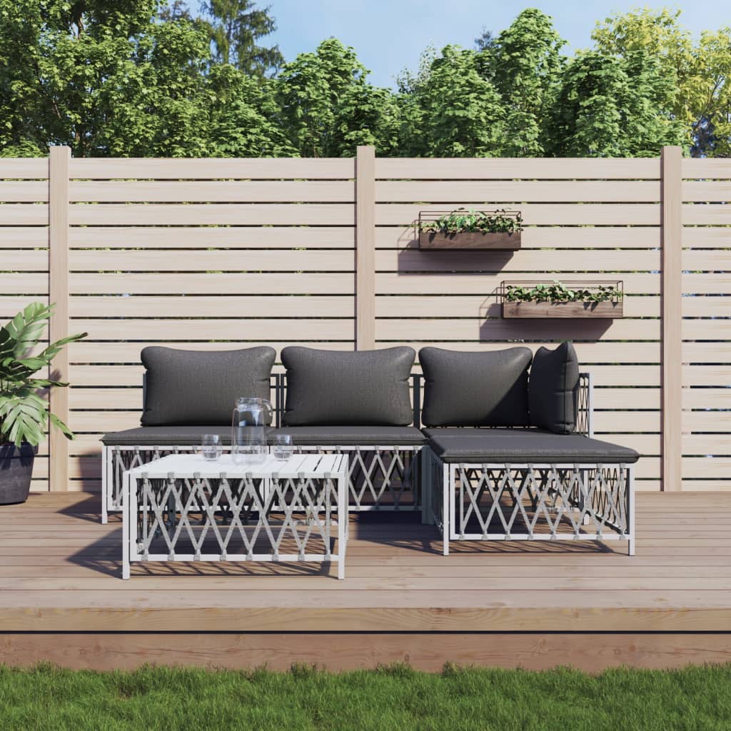 5-delige Loungeset met kussens staal wit is nu te koop bij PeponiXL, paradijselijk wonen!