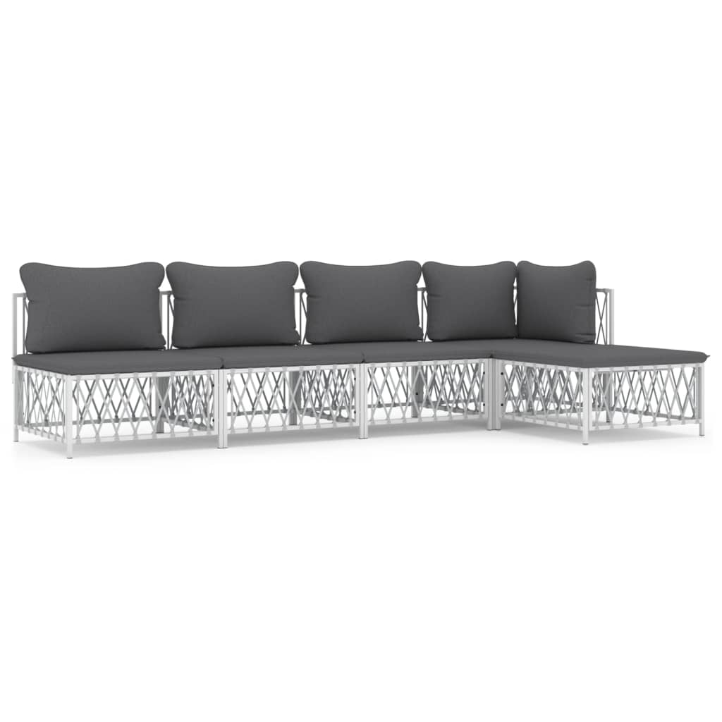 5-delige Loungeset met kussens staal wit is nu te koop bij PeponiXL, paradijselijk wonen!