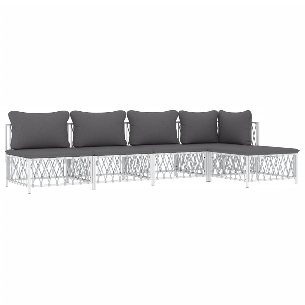 5-delige Loungeset met kussens staal wit is nu te koop bij PeponiXL, paradijselijk wonen!