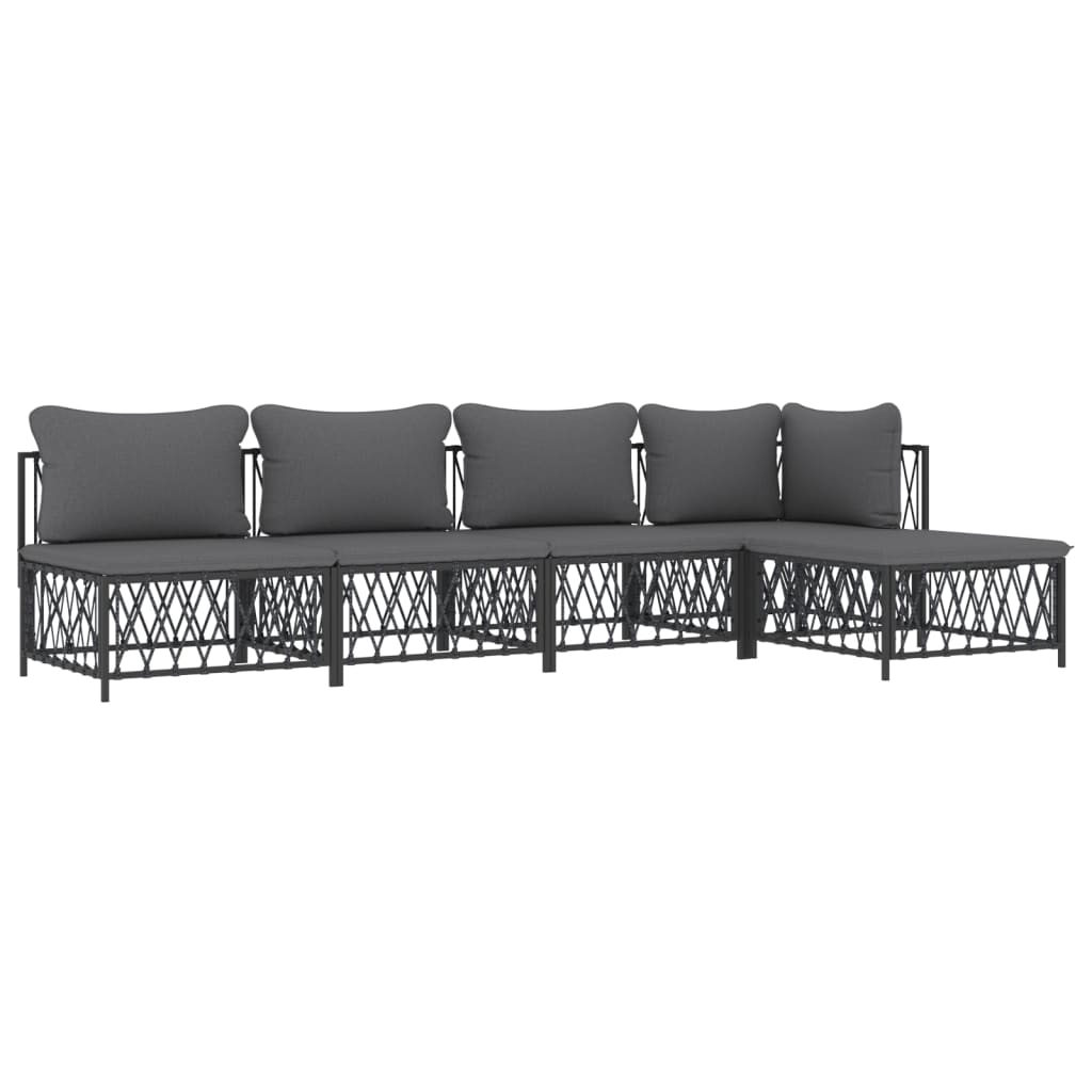 5-delige Loungeset met kussens staal antracietkleurig is nu te koop bij PeponiXL, paradijselijk wonen!