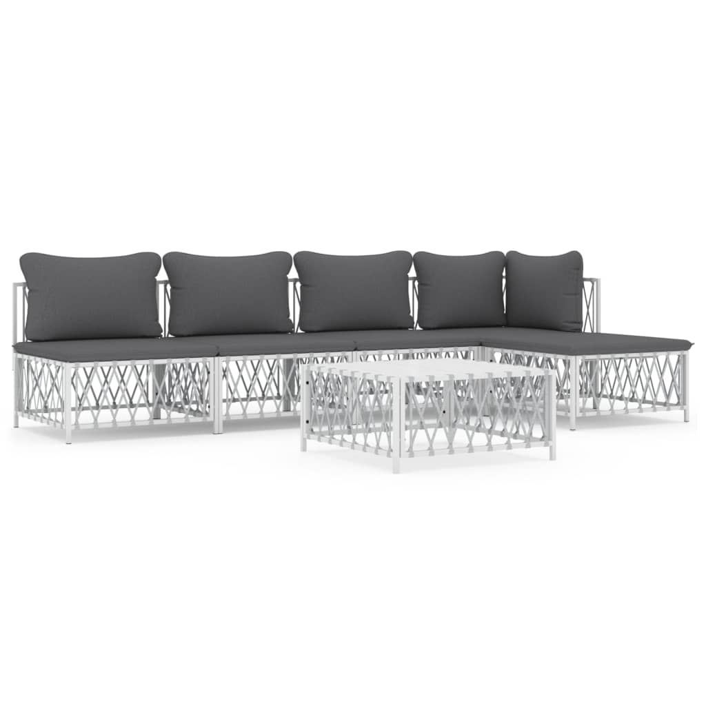6-delige Loungeset met kussens staal wit is nu te koop bij PeponiXL, paradijselijk wonen!