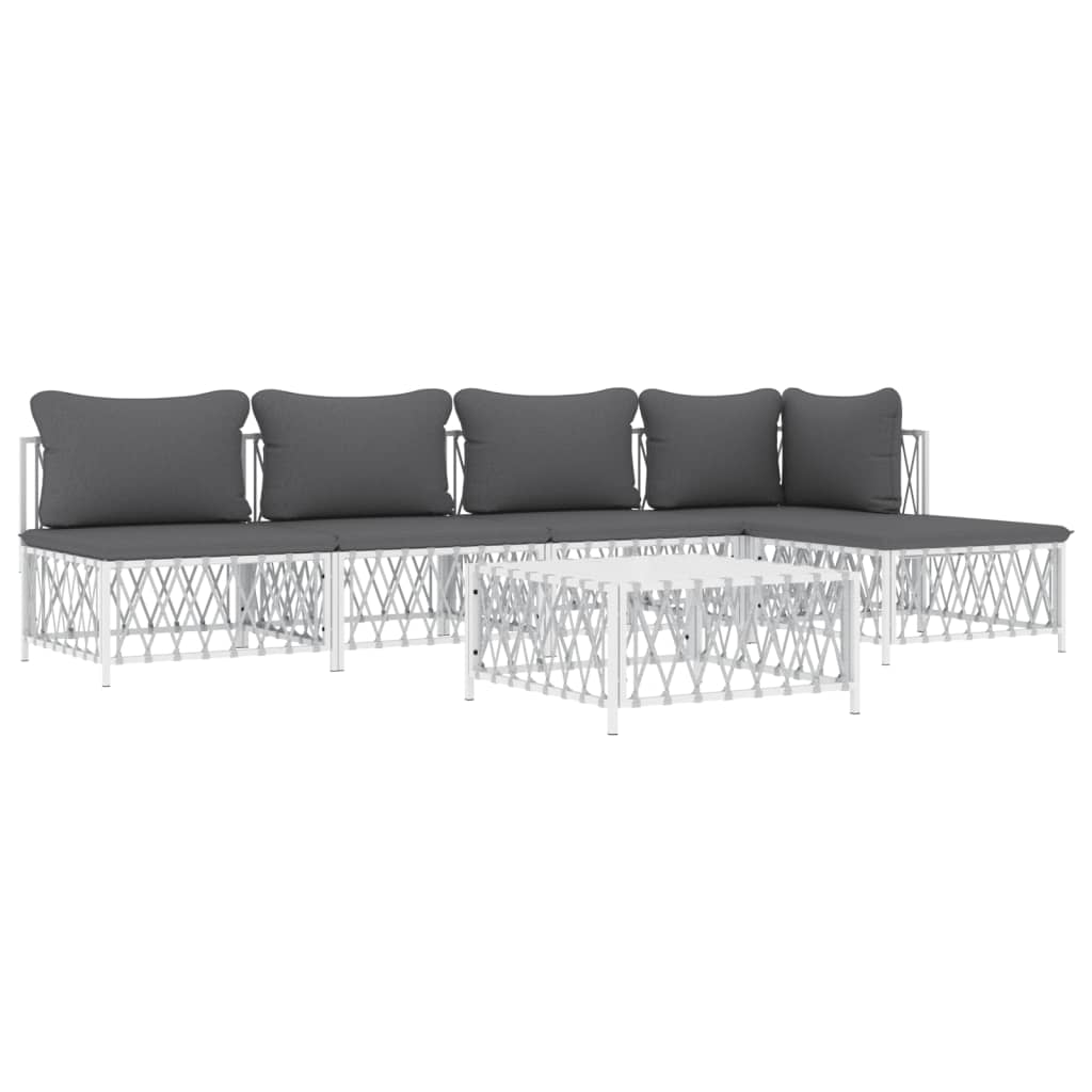 6-delige Loungeset met kussens staal wit is nu te koop bij PeponiXL, paradijselijk wonen!
