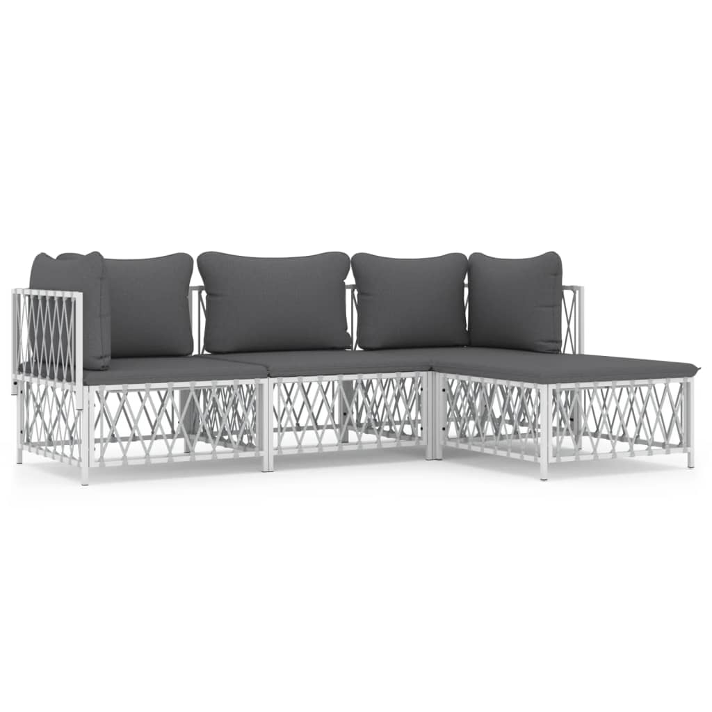 4-delige Loungeset met kussens staal wit is nu te koop bij PeponiXL, paradijselijk wonen!