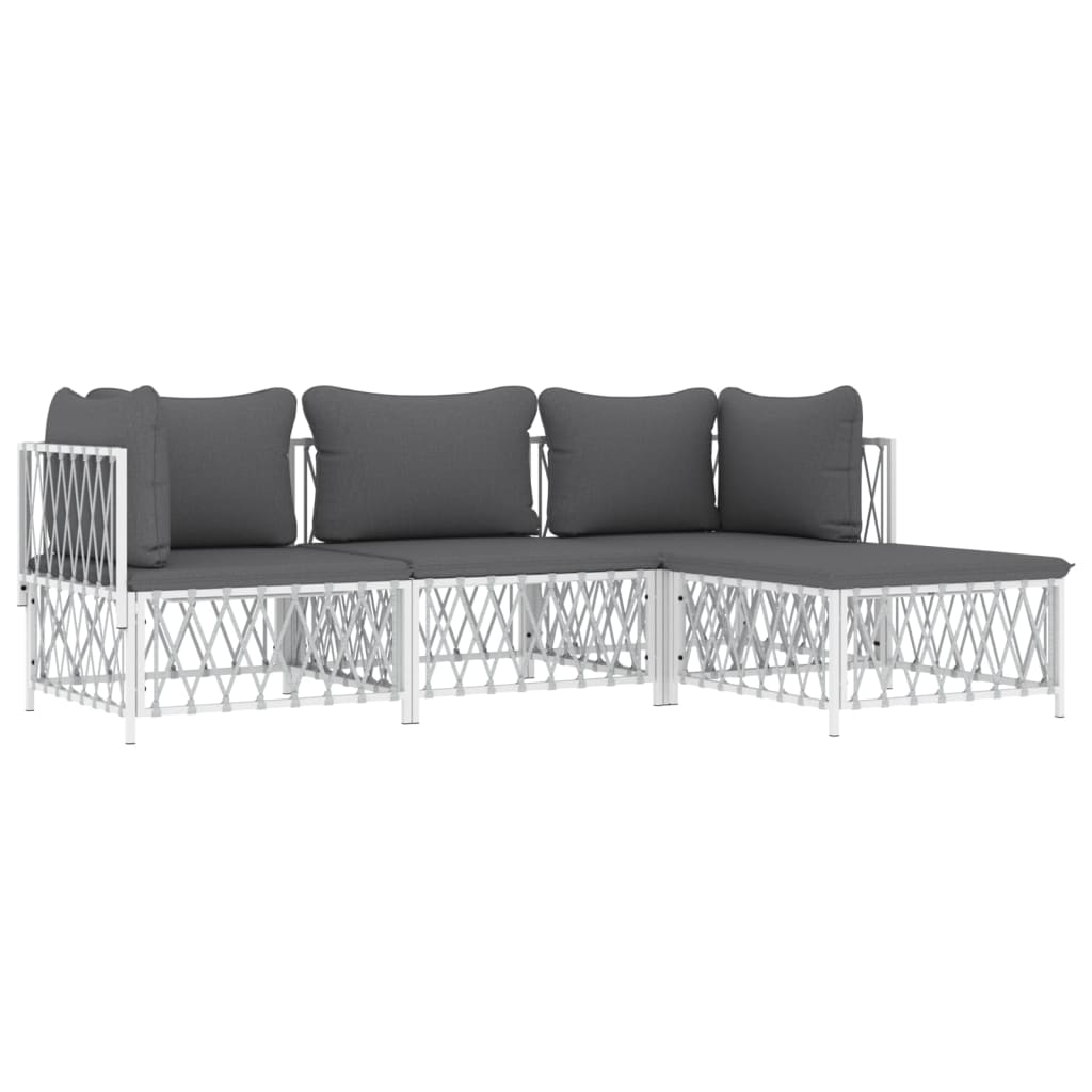 4-delige Loungeset met kussens staal wit is nu te koop bij PeponiXL, paradijselijk wonen!