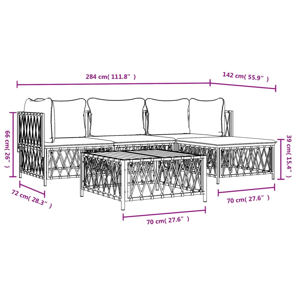 4-delige Loungeset met kussens staal wit is nu te koop bij PeponiXL, paradijselijk wonen!