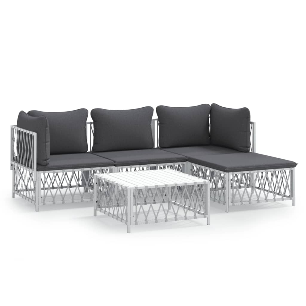 5-delige Loungeset met kussens staal wit is nu te koop bij PeponiXL, paradijselijk wonen!