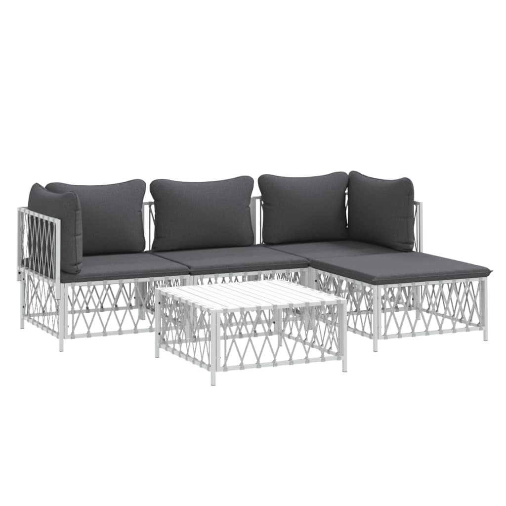5-delige Loungeset met kussens staal wit is nu te koop bij PeponiXL, paradijselijk wonen!