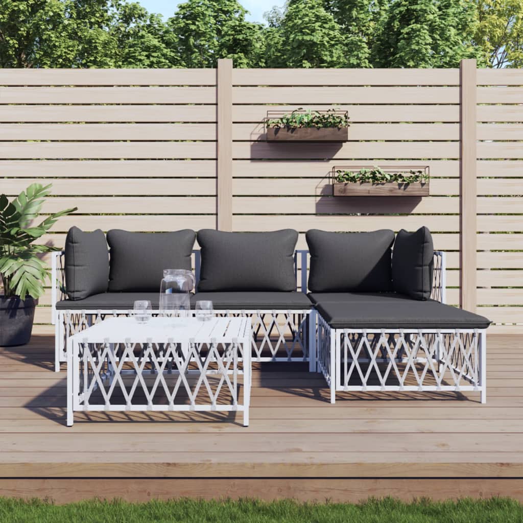 5-delige Loungeset met kussens staal wit is nu te koop bij PeponiXL, paradijselijk wonen!