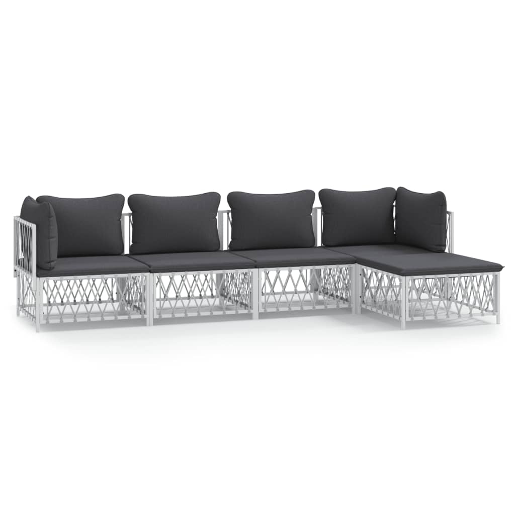 5-delige Loungeset met kussens staal wit is nu te koop bij PeponiXL, paradijselijk wonen!