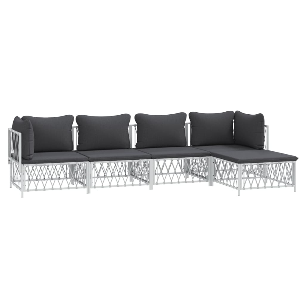 5-delige Loungeset met kussens staal wit is nu te koop bij PeponiXL, paradijselijk wonen!