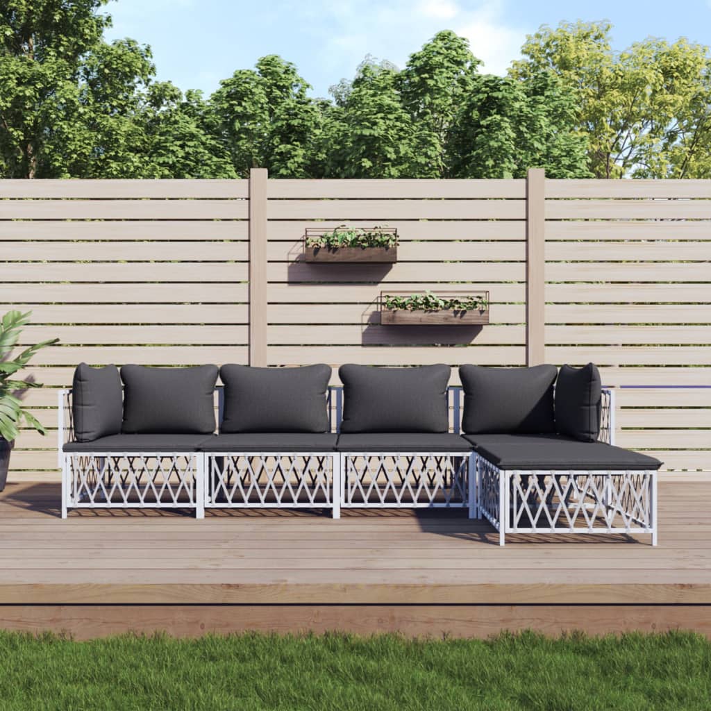 5-delige Loungeset met kussens staal wit is nu te koop bij PeponiXL, paradijselijk wonen!