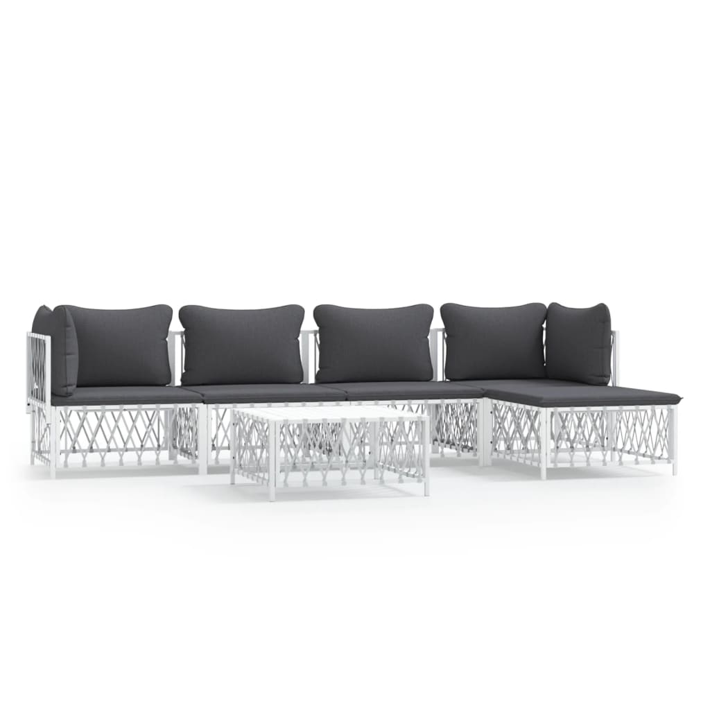 6-delige Loungeset met kussens staal wit is nu te koop bij PeponiXL, paradijselijk wonen!