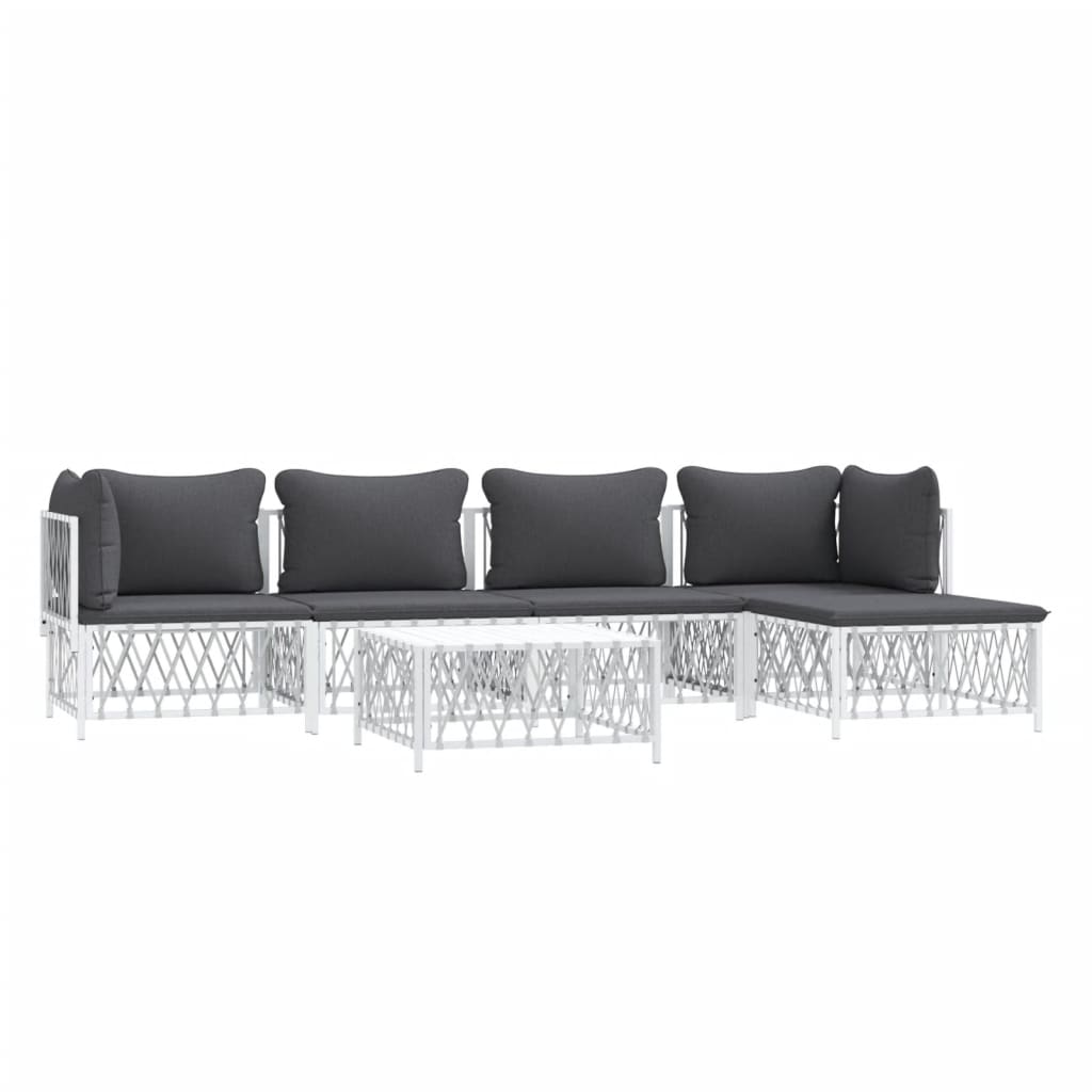 6-delige Loungeset met kussens staal wit is nu te koop bij PeponiXL, paradijselijk wonen!