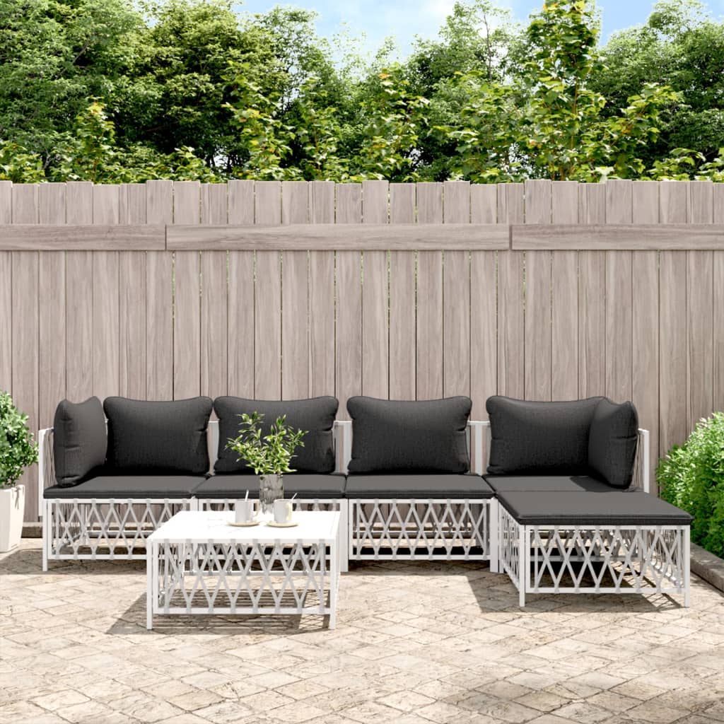 6-delige Loungeset met kussens staal wit is nu te koop bij PeponiXL, paradijselijk wonen!