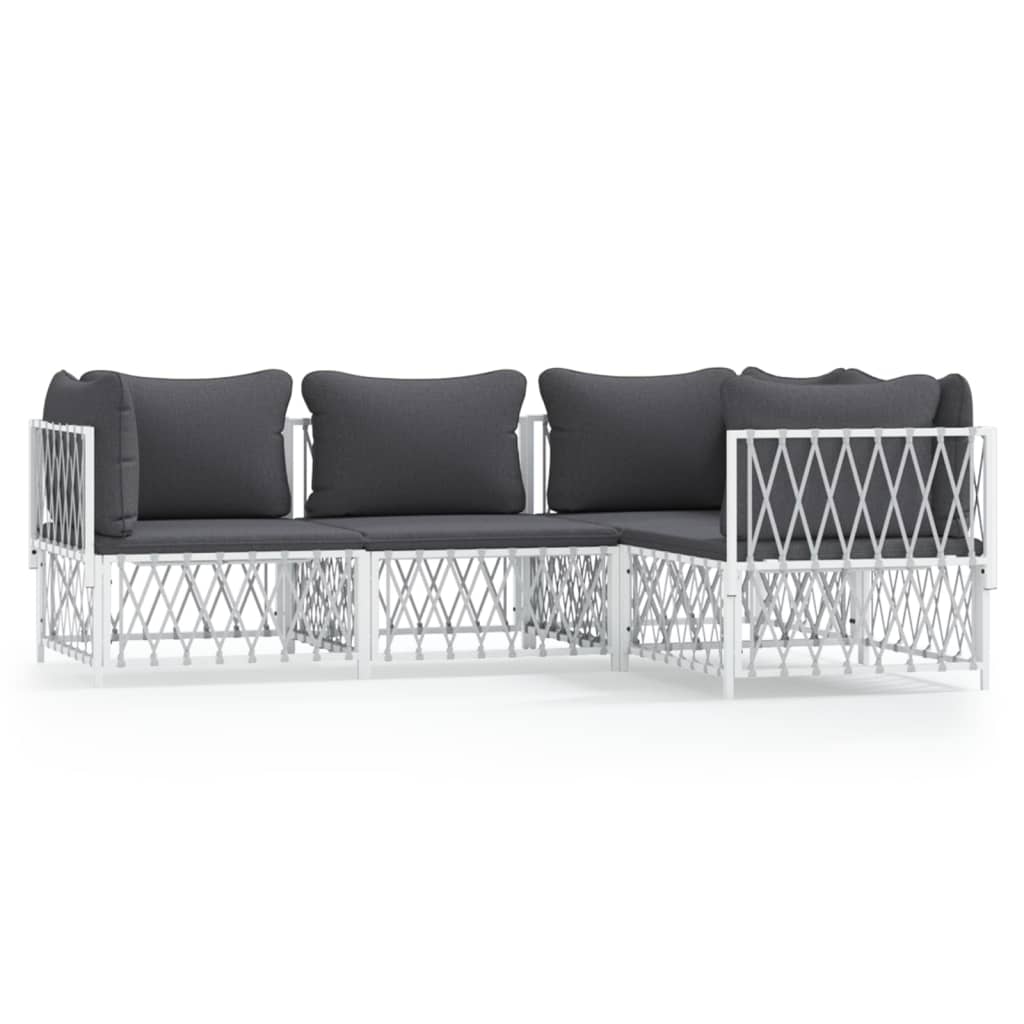 4-delige Loungeset met kussens staal wit is nu te koop bij PeponiXL, paradijselijk wonen!