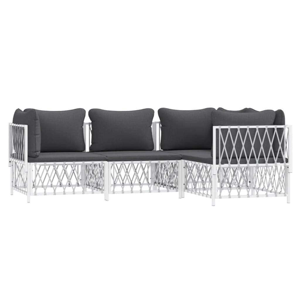4-delige Loungeset met kussens staal wit is nu te koop bij PeponiXL, paradijselijk wonen!
