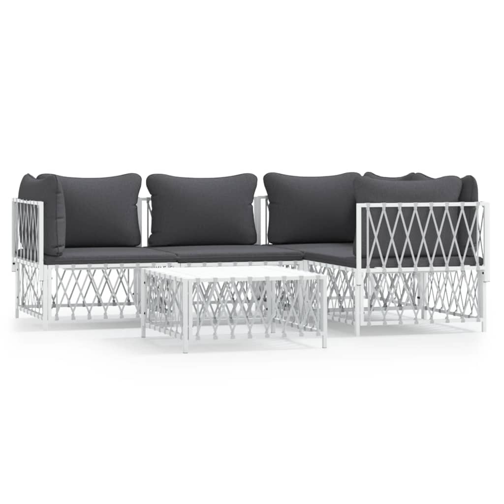 5-delige Loungeset met kussens staal wit is nu te koop bij PeponiXL, paradijselijk wonen!