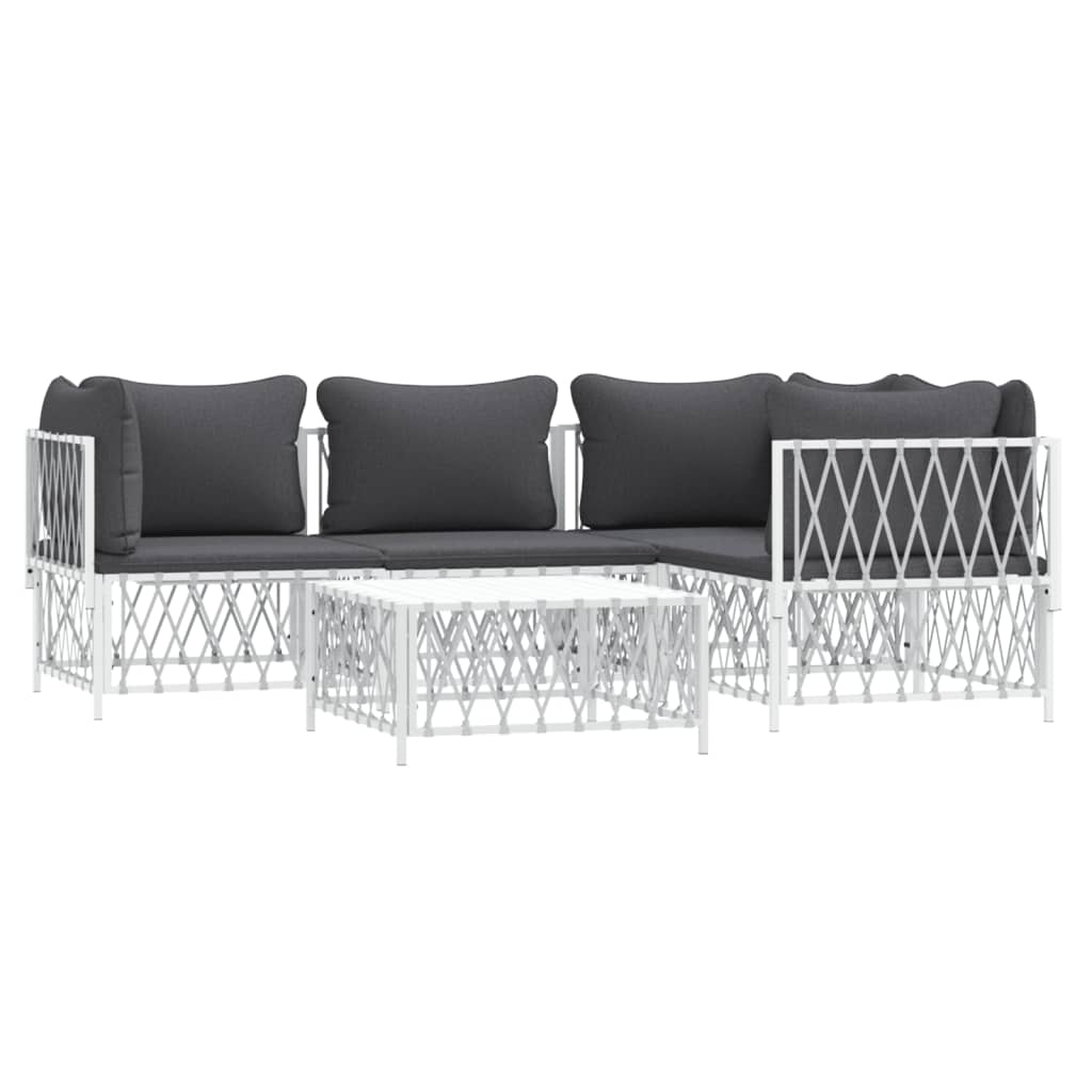 5-delige Loungeset met kussens staal wit is nu te koop bij PeponiXL, paradijselijk wonen!
