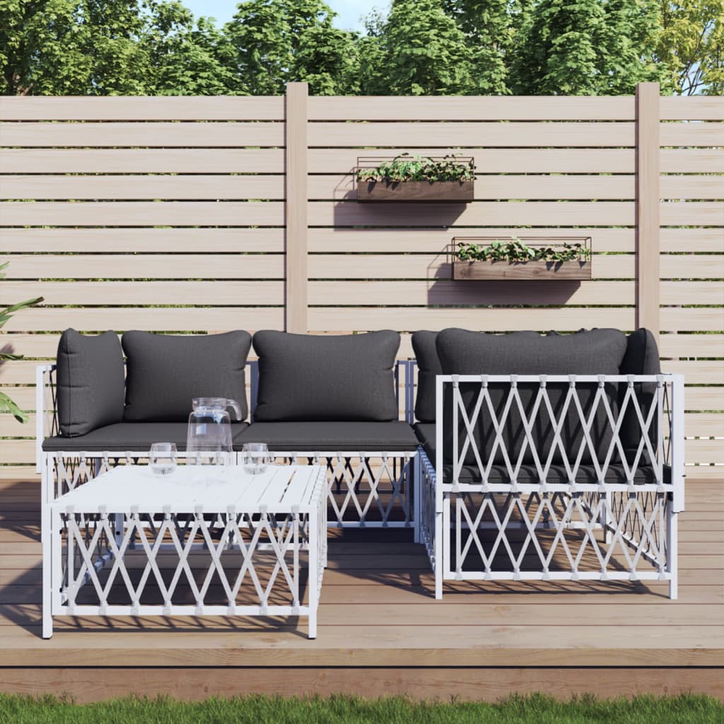 5-delige Loungeset met kussens staal wit is nu te koop bij PeponiXL, paradijselijk wonen!