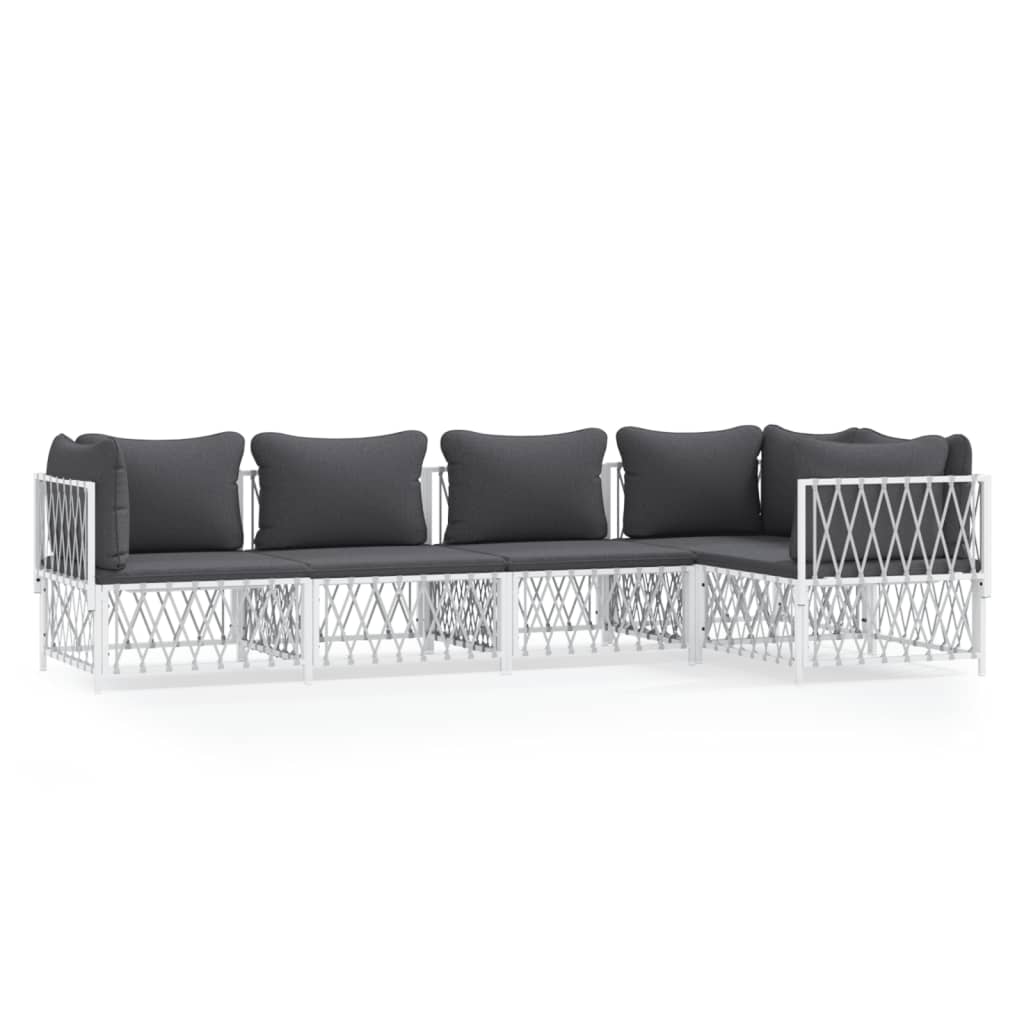 5-delige Loungeset met kussens staal wit is nu te koop bij PeponiXL, paradijselijk wonen!