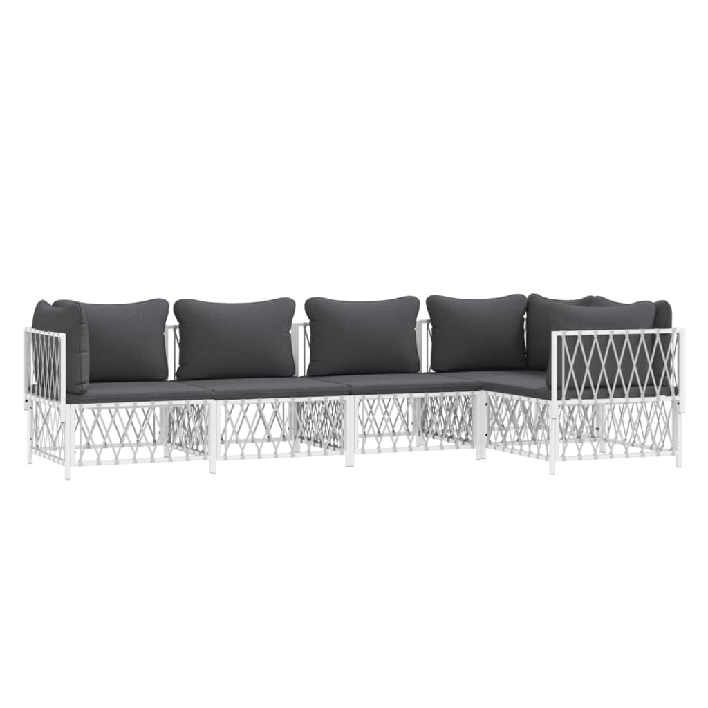 5-delige Loungeset met kussens staal wit is nu te koop bij PeponiXL, paradijselijk wonen!