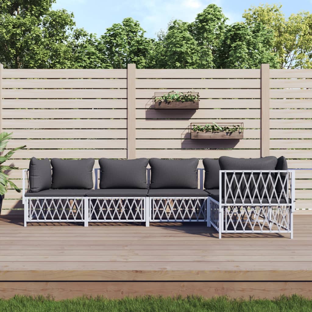 5-delige Loungeset met kussens staal wit is nu te koop bij PeponiXL, paradijselijk wonen!