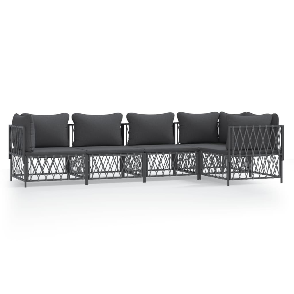5-delige Loungeset met kussens staal antracietkleurig