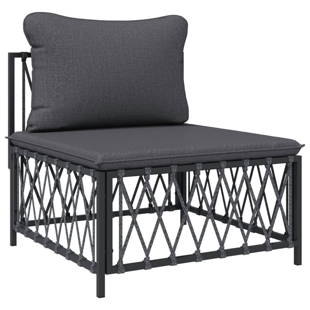 5-delige Loungeset met kussens staal antracietkleurig