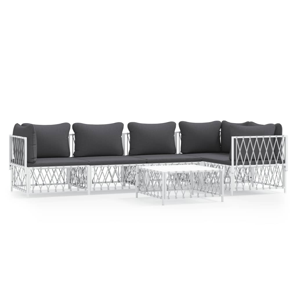 6-delige Loungeset met kussens staal wit is nu te koop bij PeponiXL, paradijselijk wonen!
