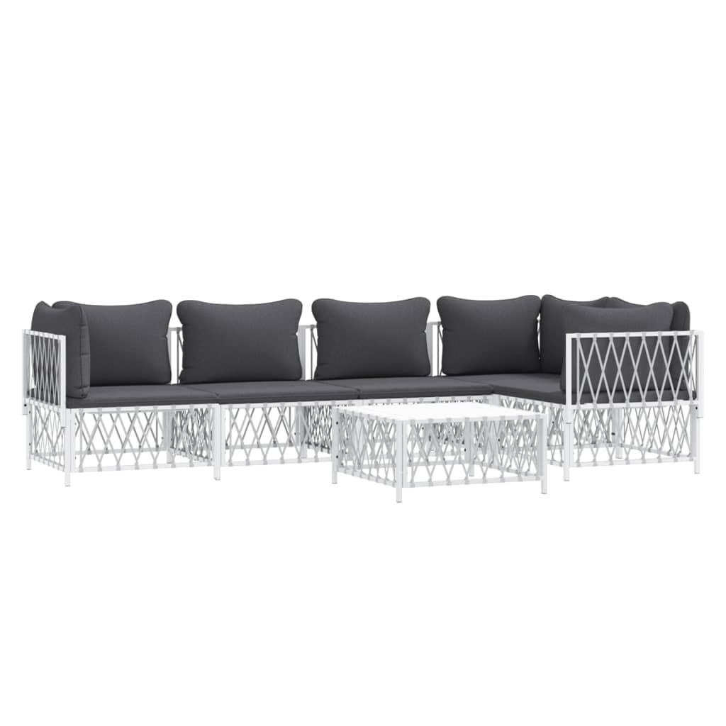 6-delige Loungeset met kussens staal wit is nu te koop bij PeponiXL, paradijselijk wonen!