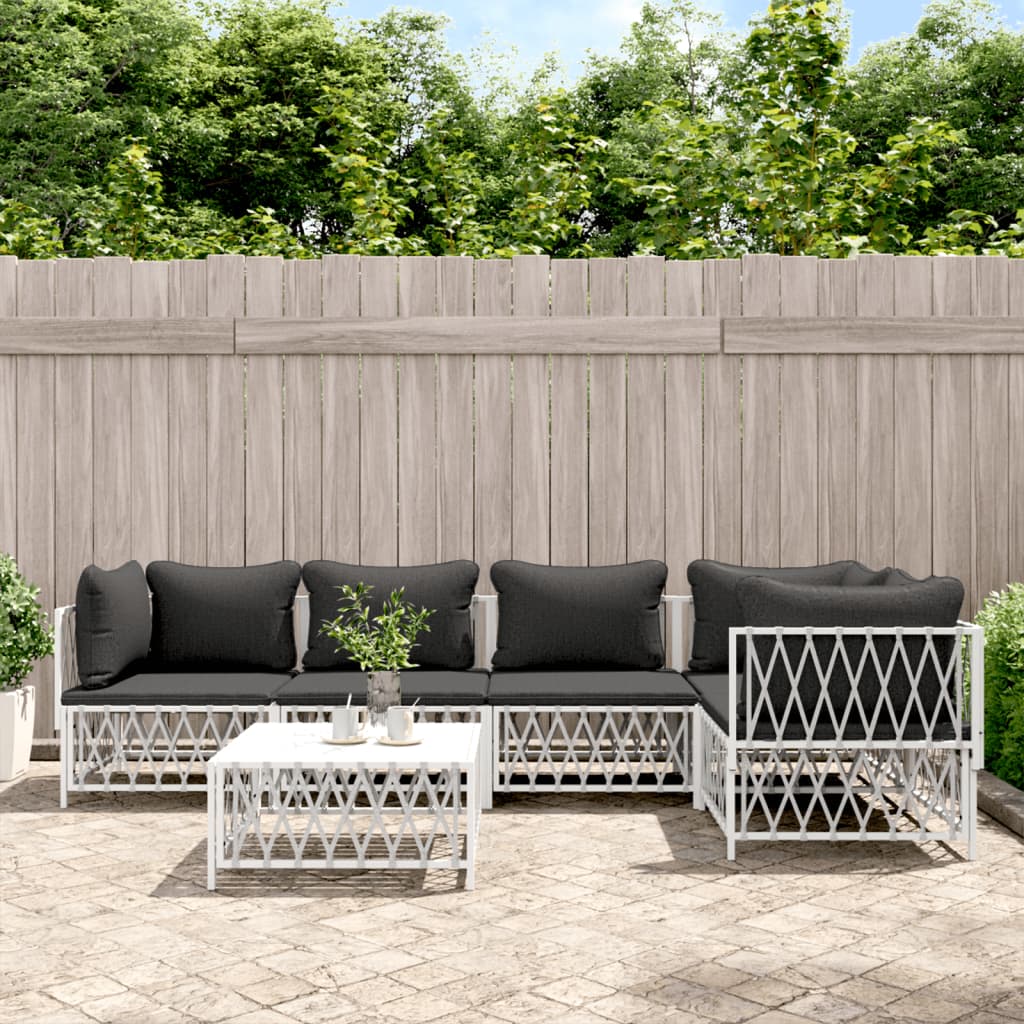 6-delige Loungeset met kussens staal wit is nu te koop bij PeponiXL, paradijselijk wonen!