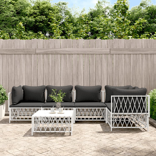 6-delige Loungeset met kussens staal wit is nu te koop bij PeponiXL, paradijselijk wonen!