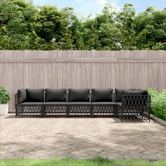 6-delige Loungeset met kussens staal antracietkleurig is nu te koop bij PeponiXL, paradijselijk wonen!